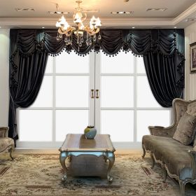 European Luxury Villa, Thick And Luxurious All-black Velvet Curtains, Living Room, Dining Room, Perfect Curtains. (Option: SGP202211382)